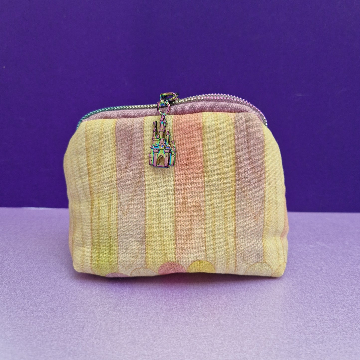 Lollipop Wall mini triangle shaped pouch cosmetic bag with castle zipper pull