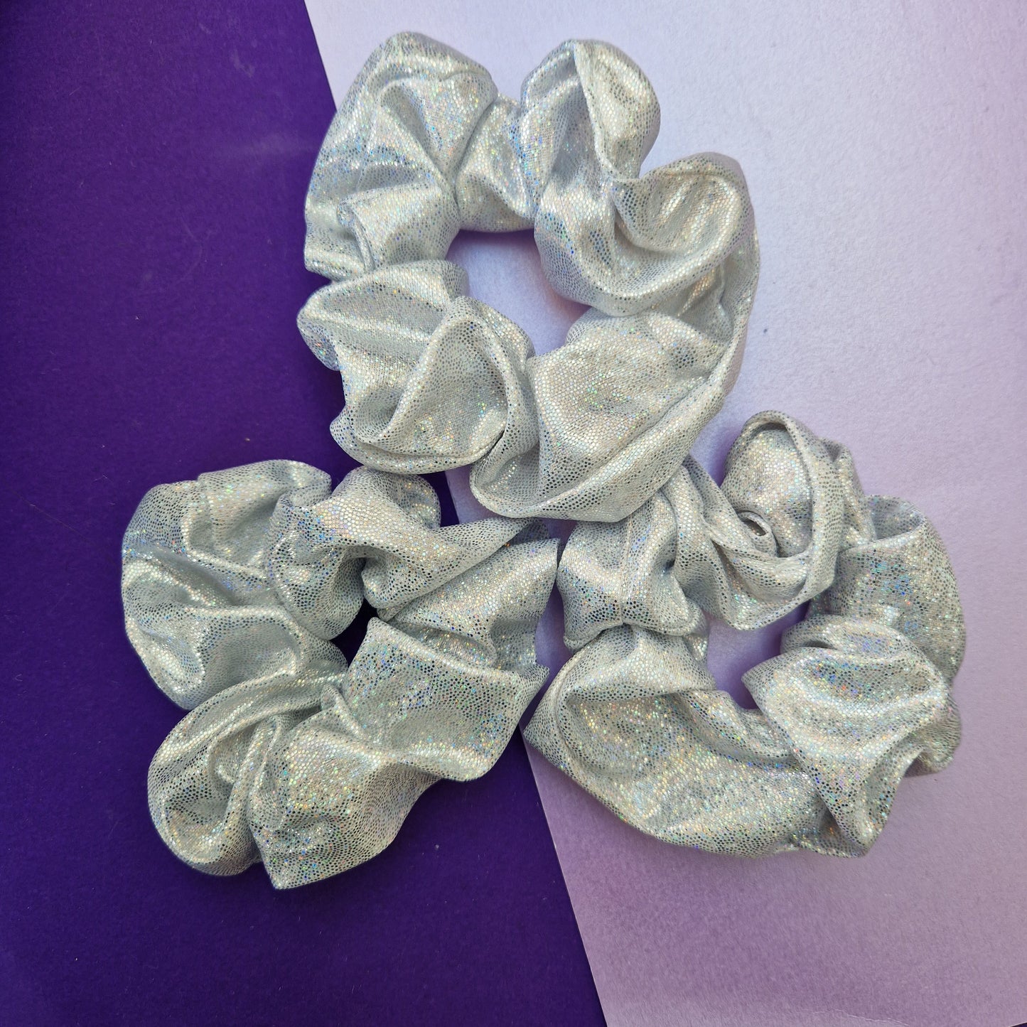 White smooth glitter hair scrunchie