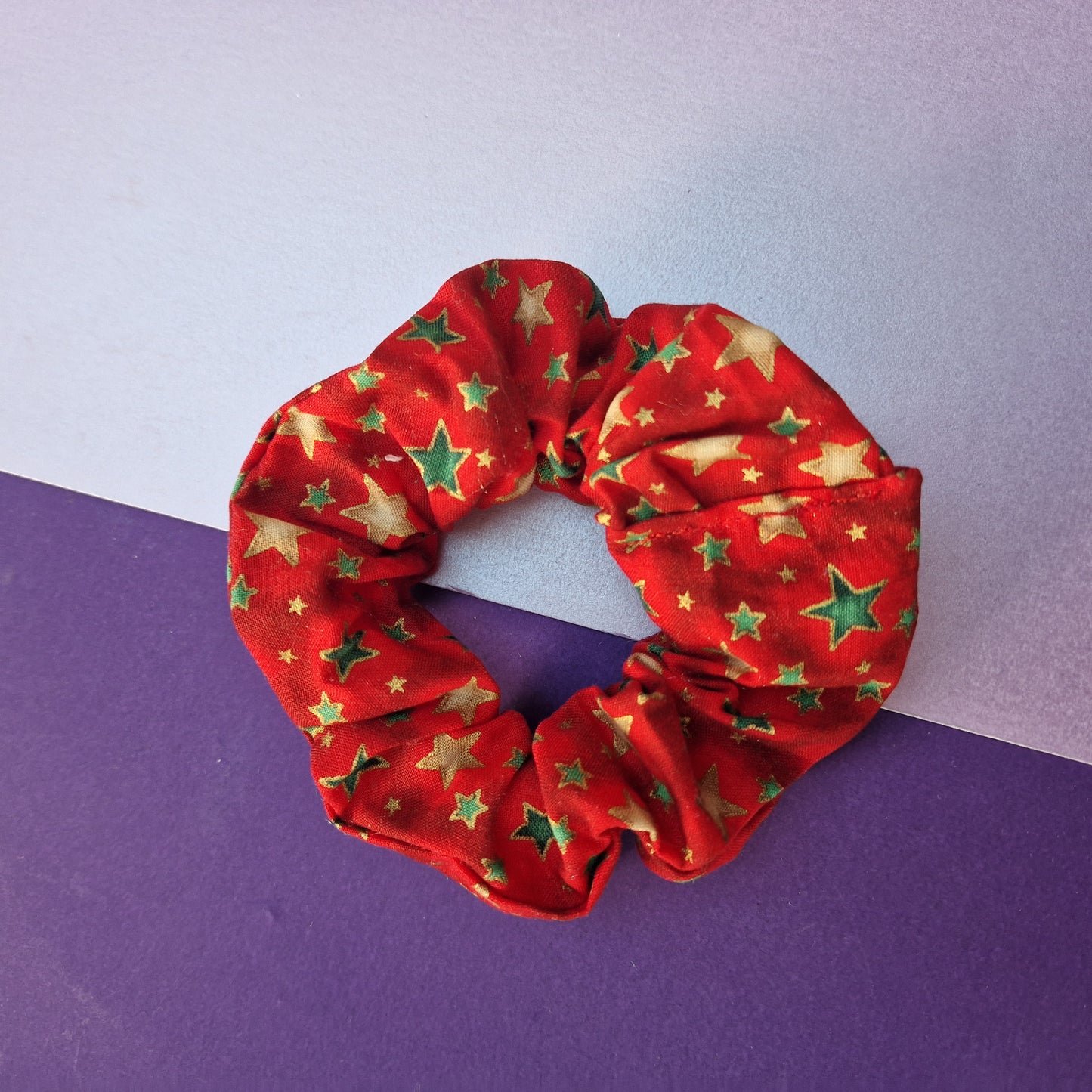 Red stars cotton hair scrunchie