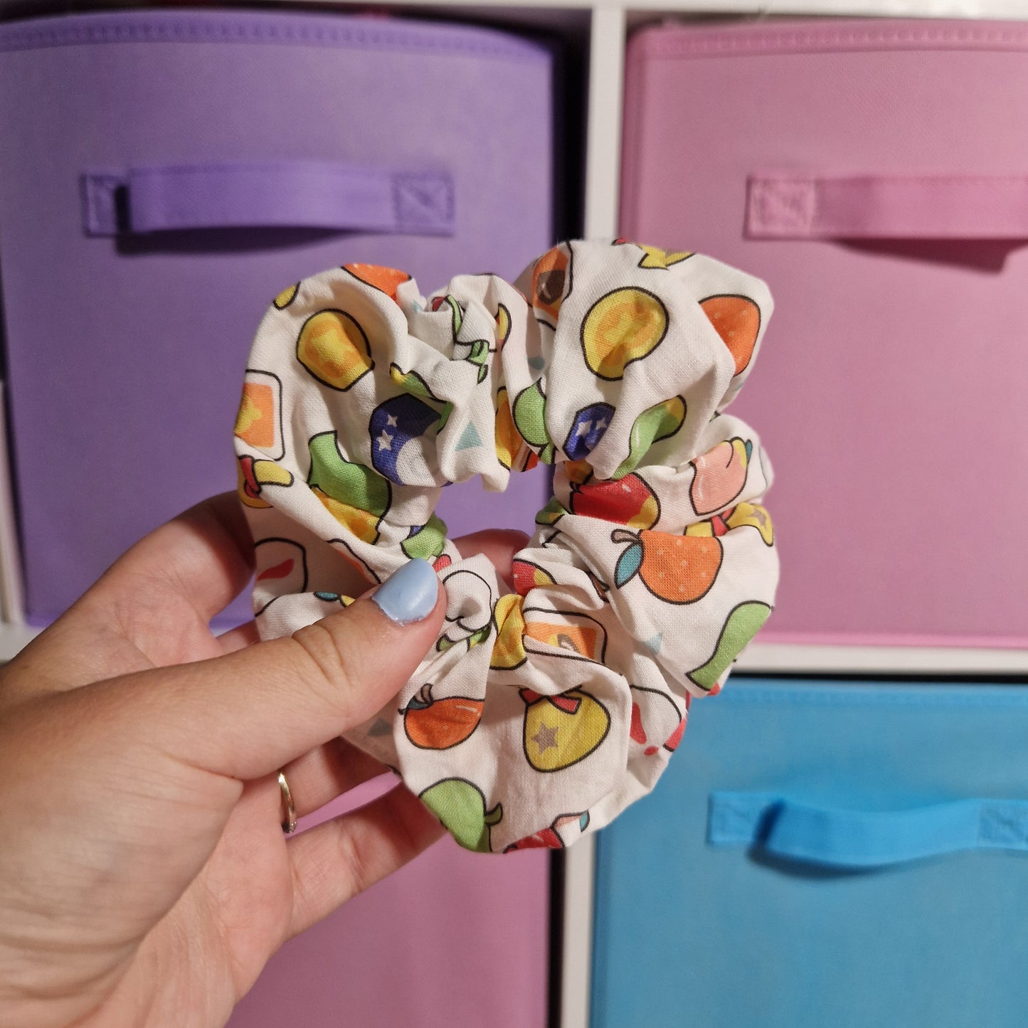 Animal island icon themed cotton hair scrunchie