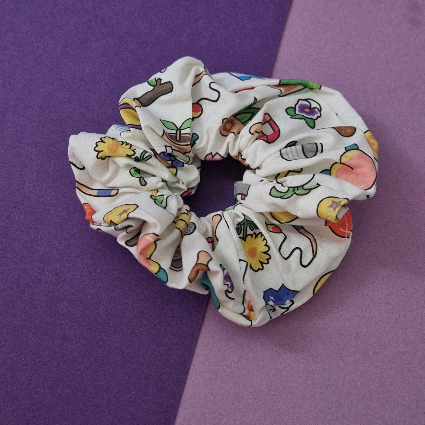 Animal island icon themed cotton hair scrunchie