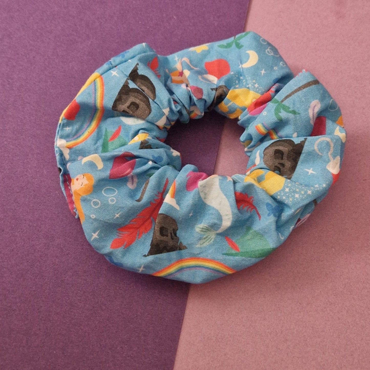 Pirate, mermaid and fairy themed cotton hair scrunchie