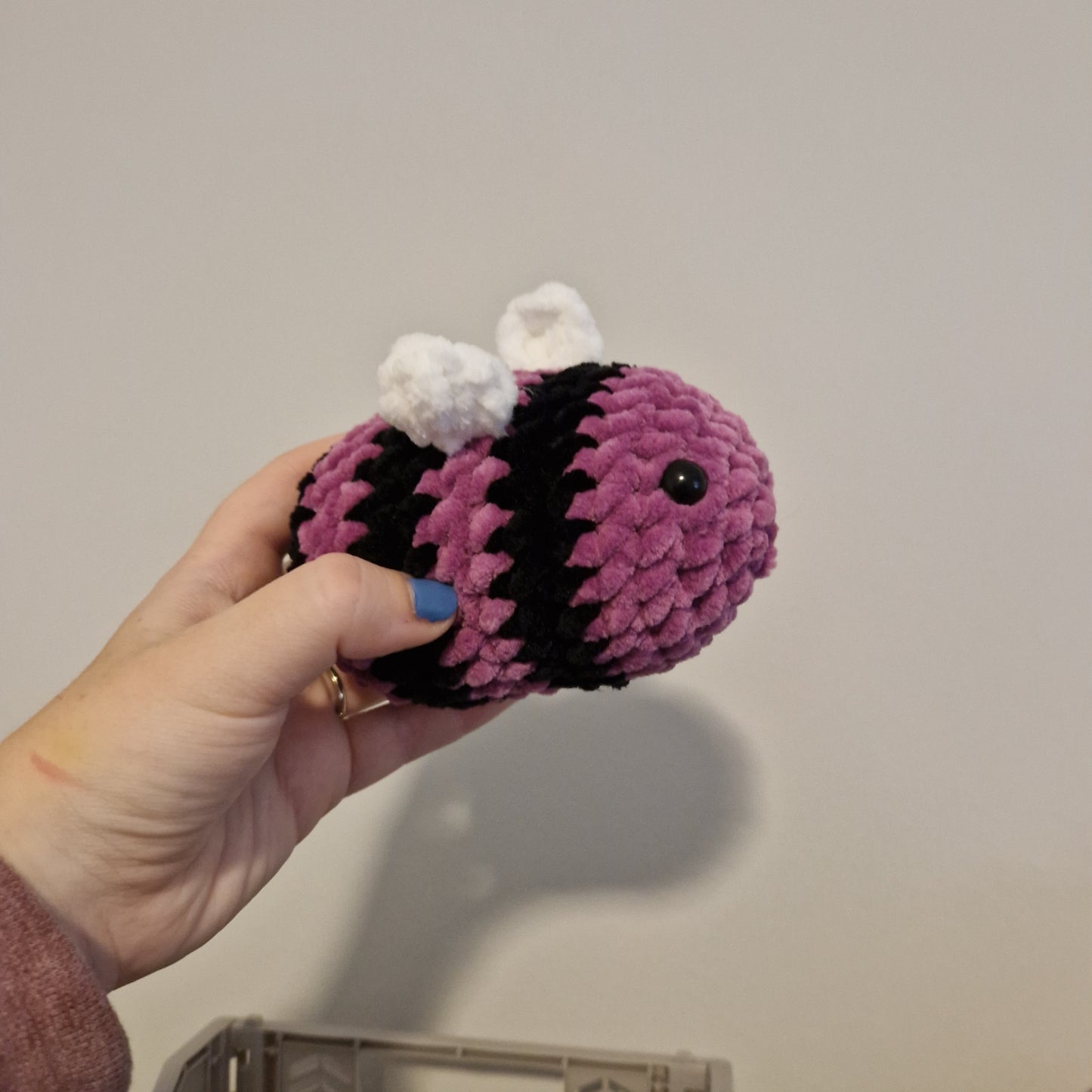 Pink purple chenille crochet bumble bee