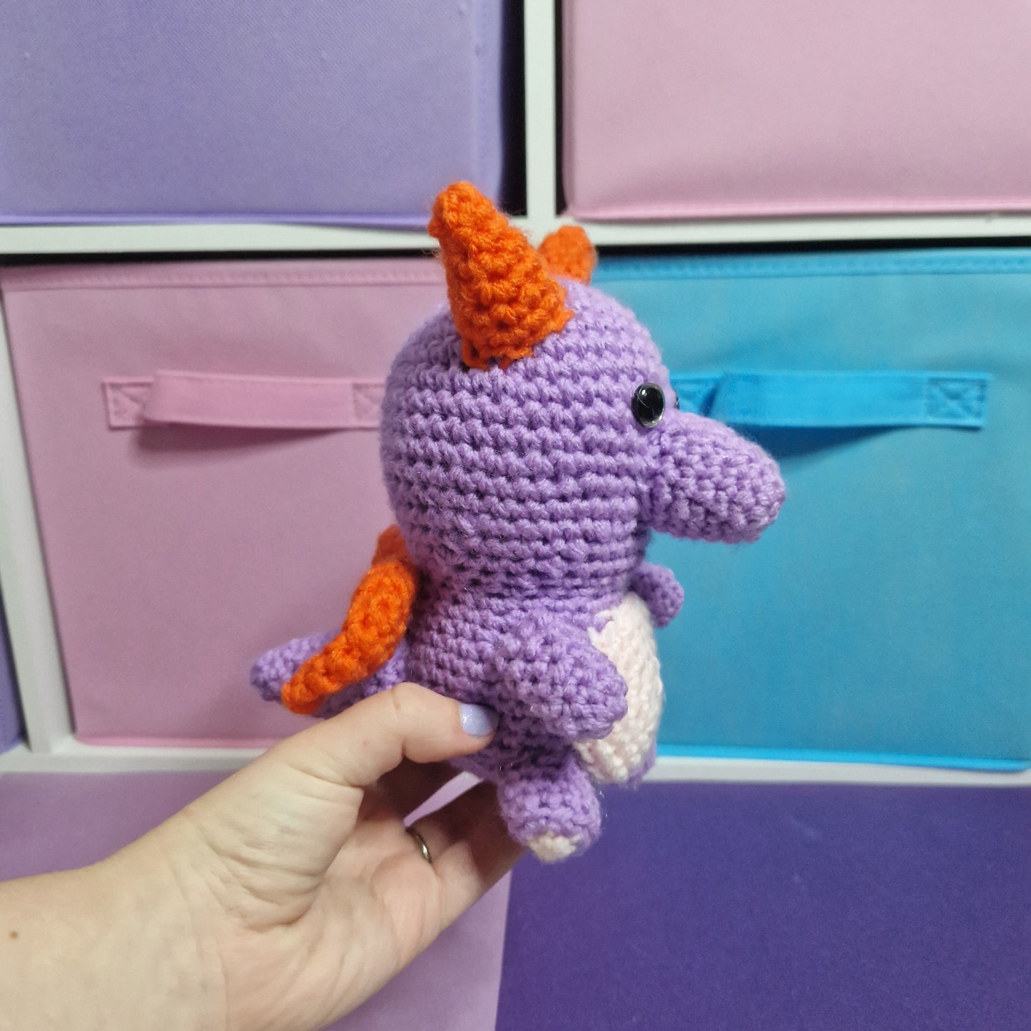 Purple crochet dragon