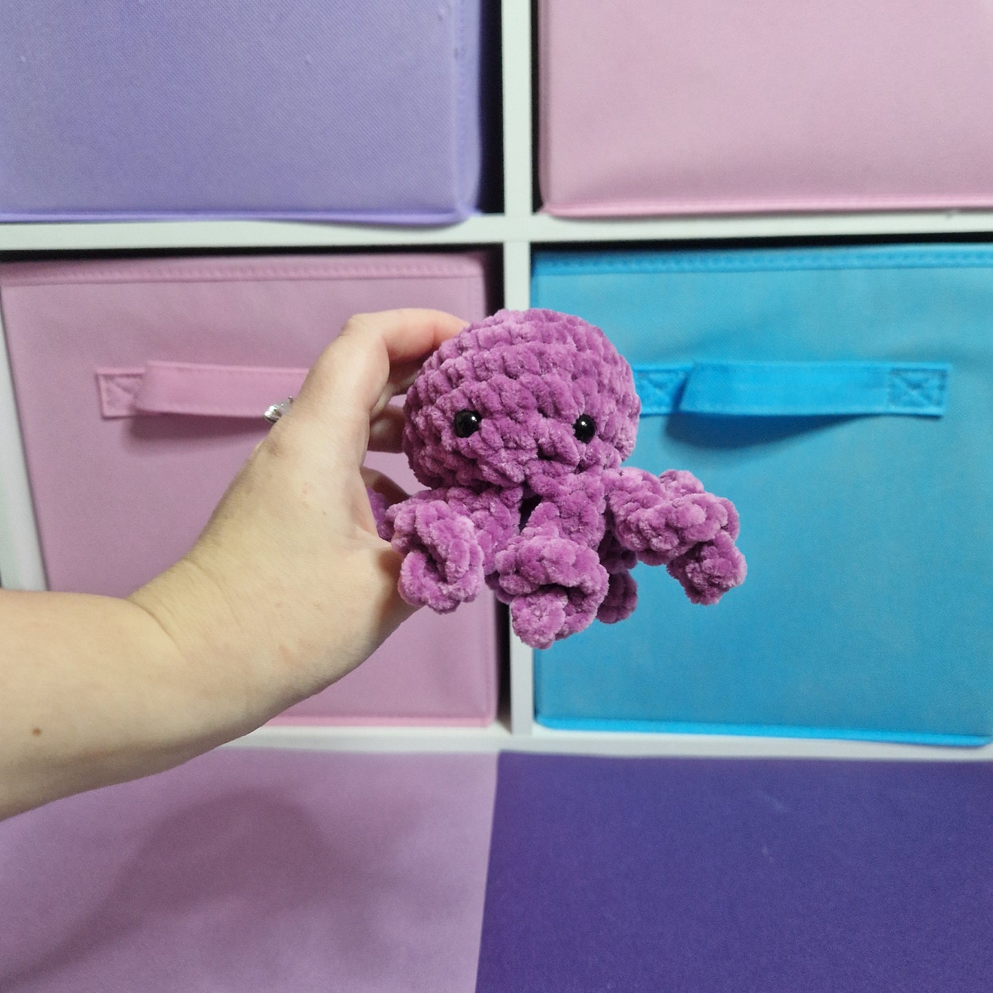 Pinky purple chenille crochet octopus
