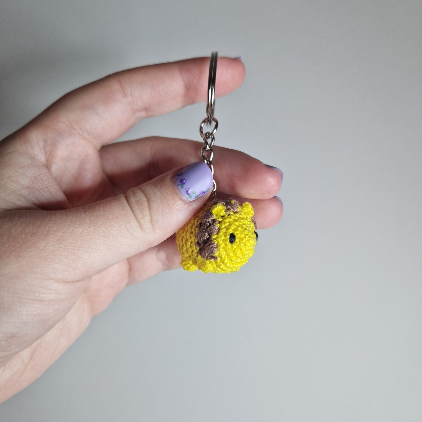 Yellow Lion lace yarn micro crochet keyring