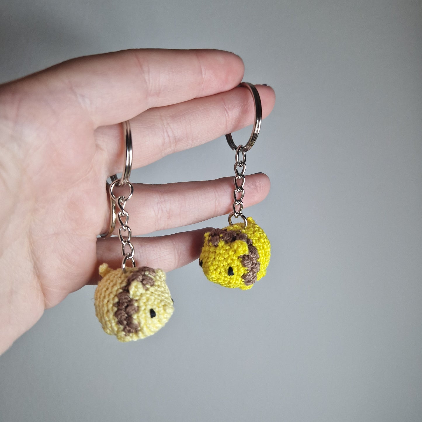 Light yellow Lion lace yarn micro crochet keyring