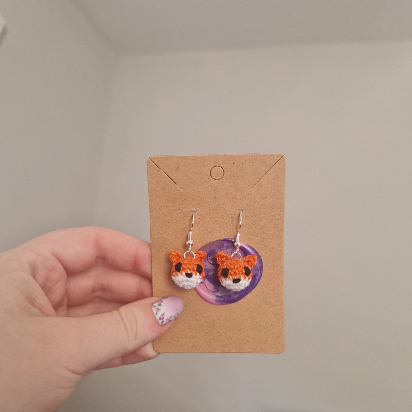 Fox microcrochet earrings