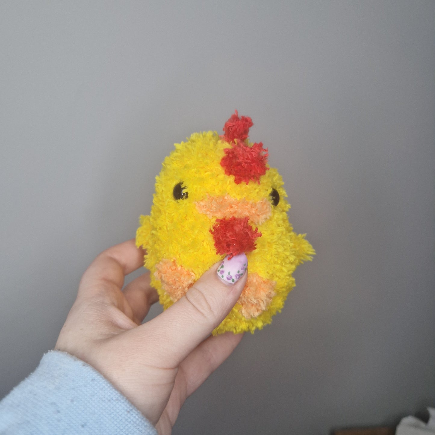 Yellow chicken fluffy small crochet plushie