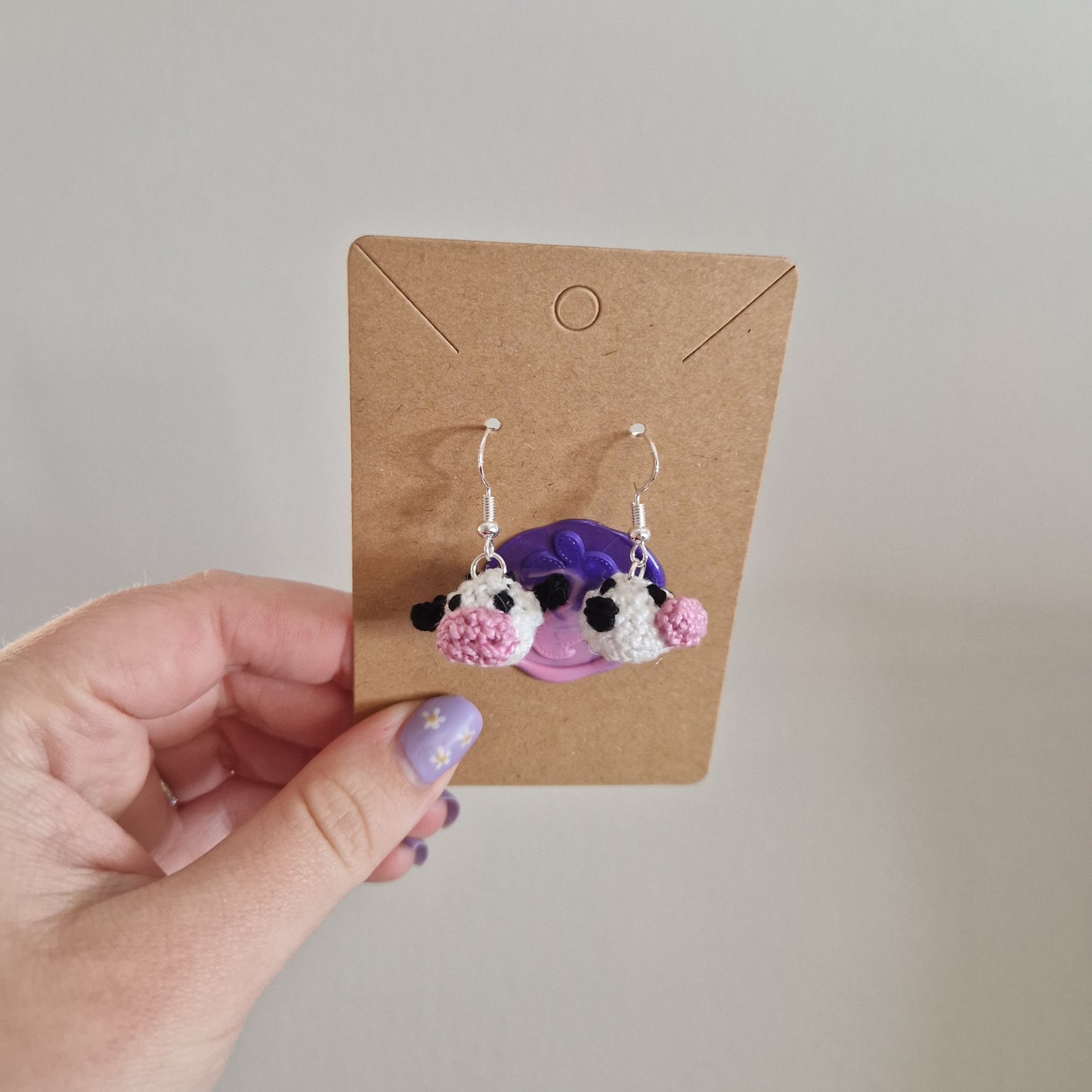 Cow microcrochet earrings
