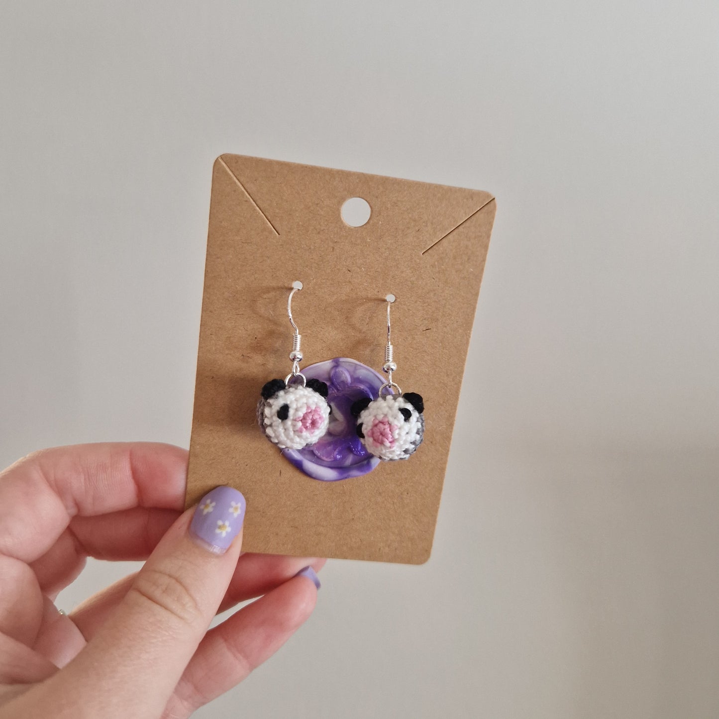 Opossum microcrochet earrings