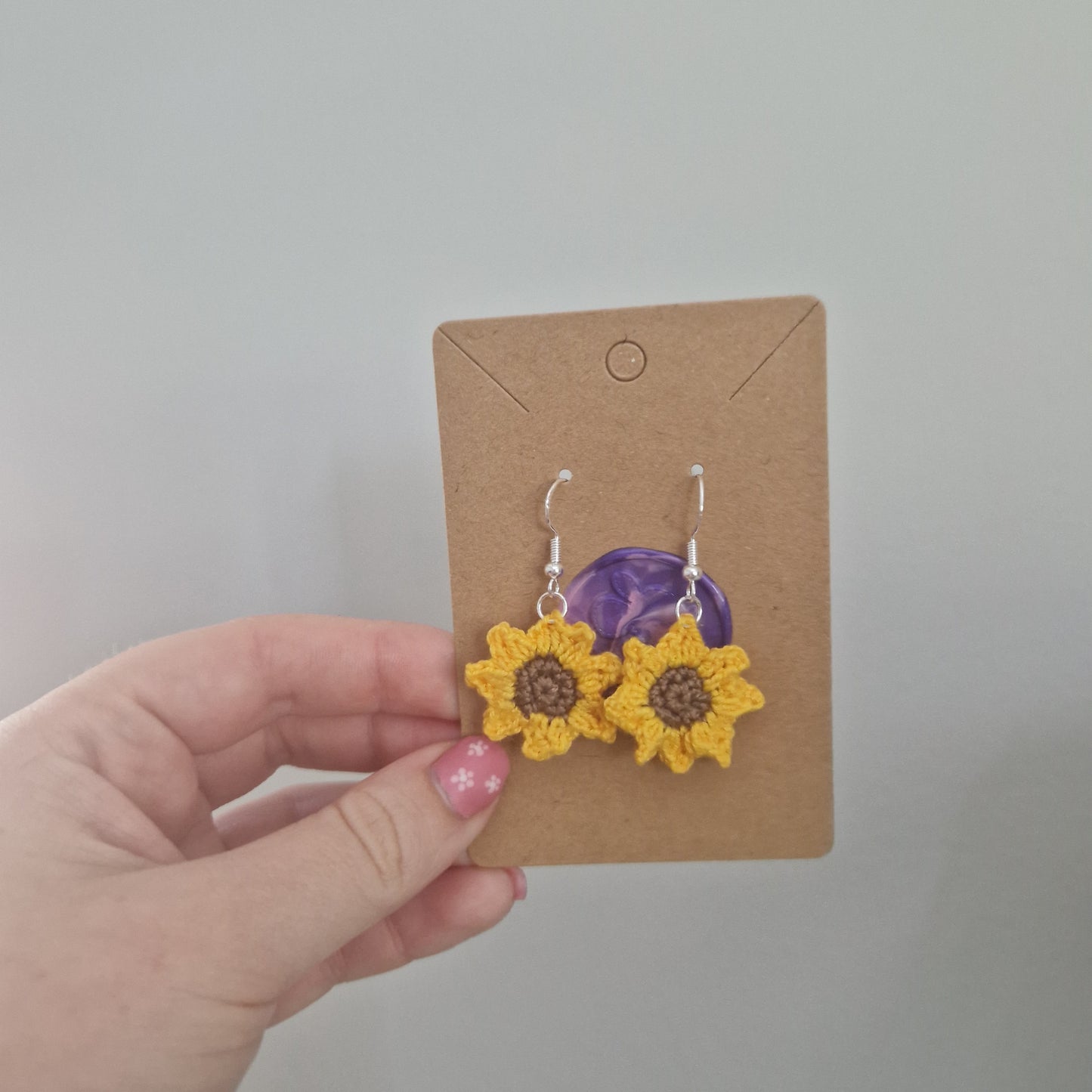 Sunflower microcrochet earrings