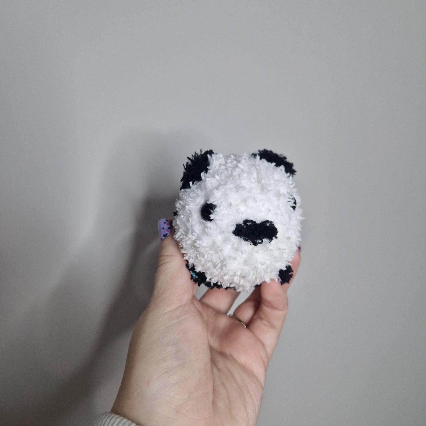 White panda fluffy small crochet plushie