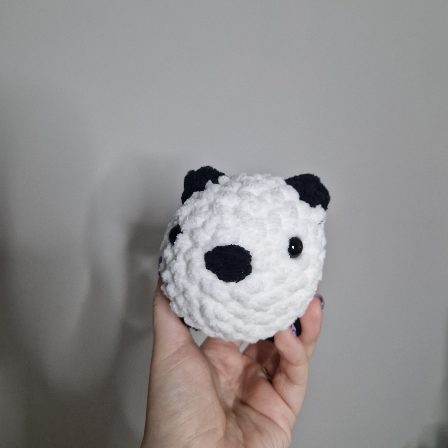 Black and white panda bear small crochet plushie