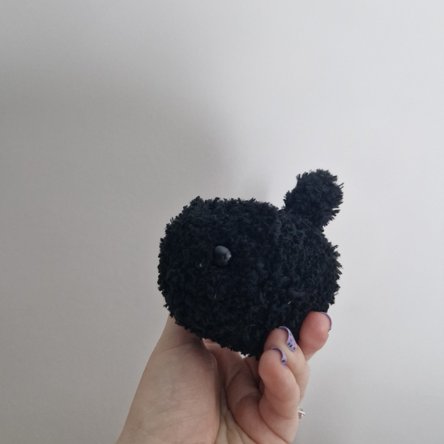 Black cat fluffy small crochet plushie