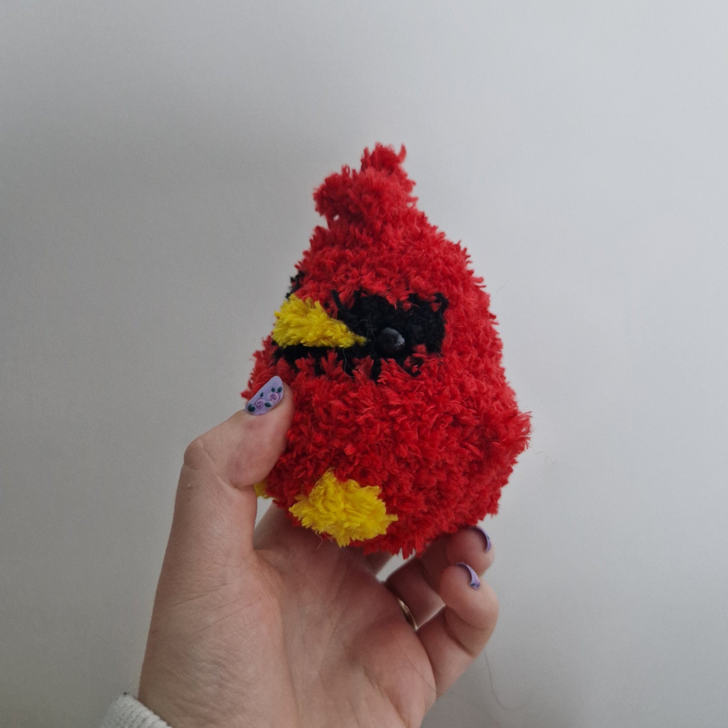 Red cardinal fluffy small crochet plushie