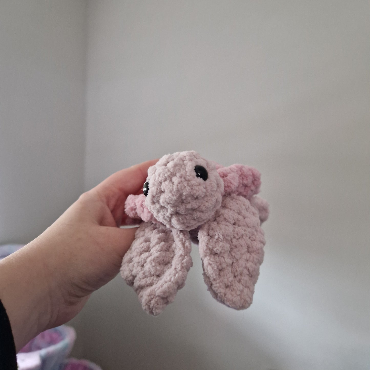 Pink sea turtle small crochet plushie