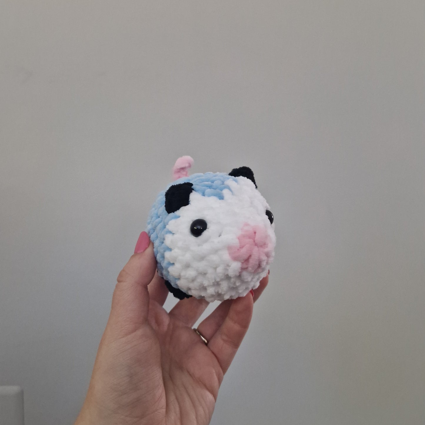 Blue opossum crochet plushie