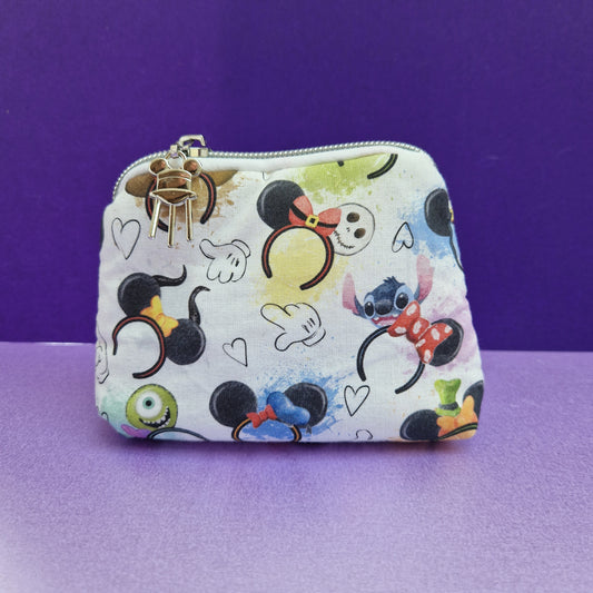Mouse Ears mini triangle shaped pouch cosmetic bag with water tower zipper pull