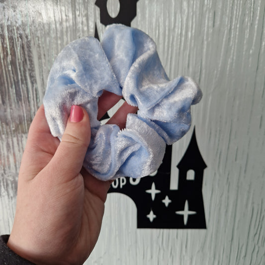 Light blue velvet hair scrunchie