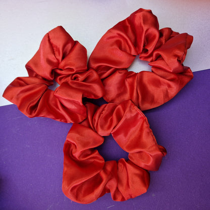Red satin hair scrunchie