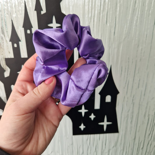 Light purple satin hair scrunchie