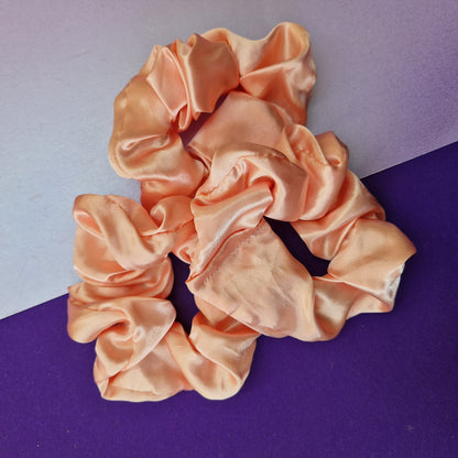 Peach satin hair scrunchie