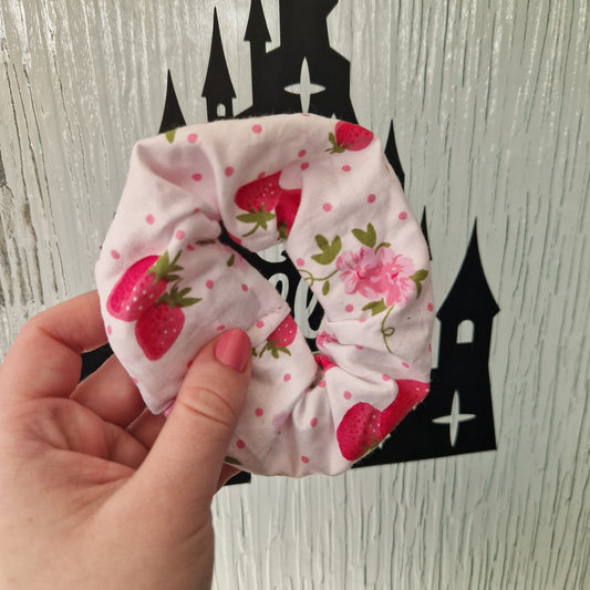 Strawberry cotton hair scrunchie