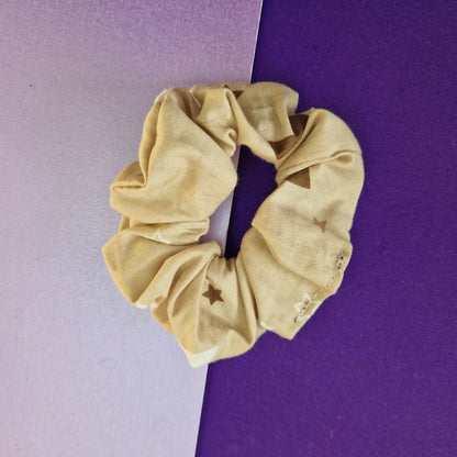 Brown blue star cotton hair scrunchie