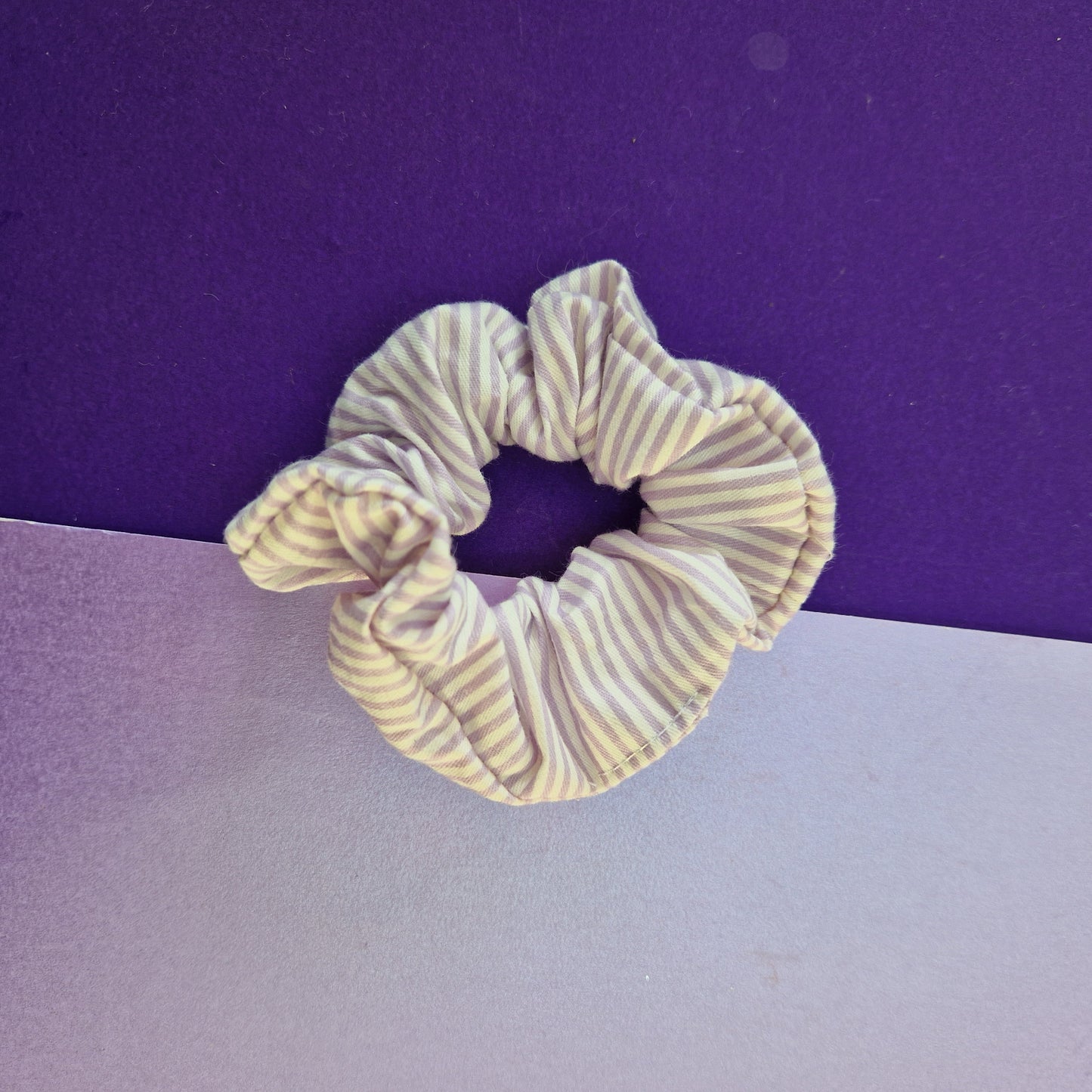 Purple stripe cotton hair scrunchie