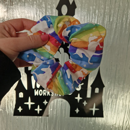 Rainbow unicorn cotton hair scrunchie