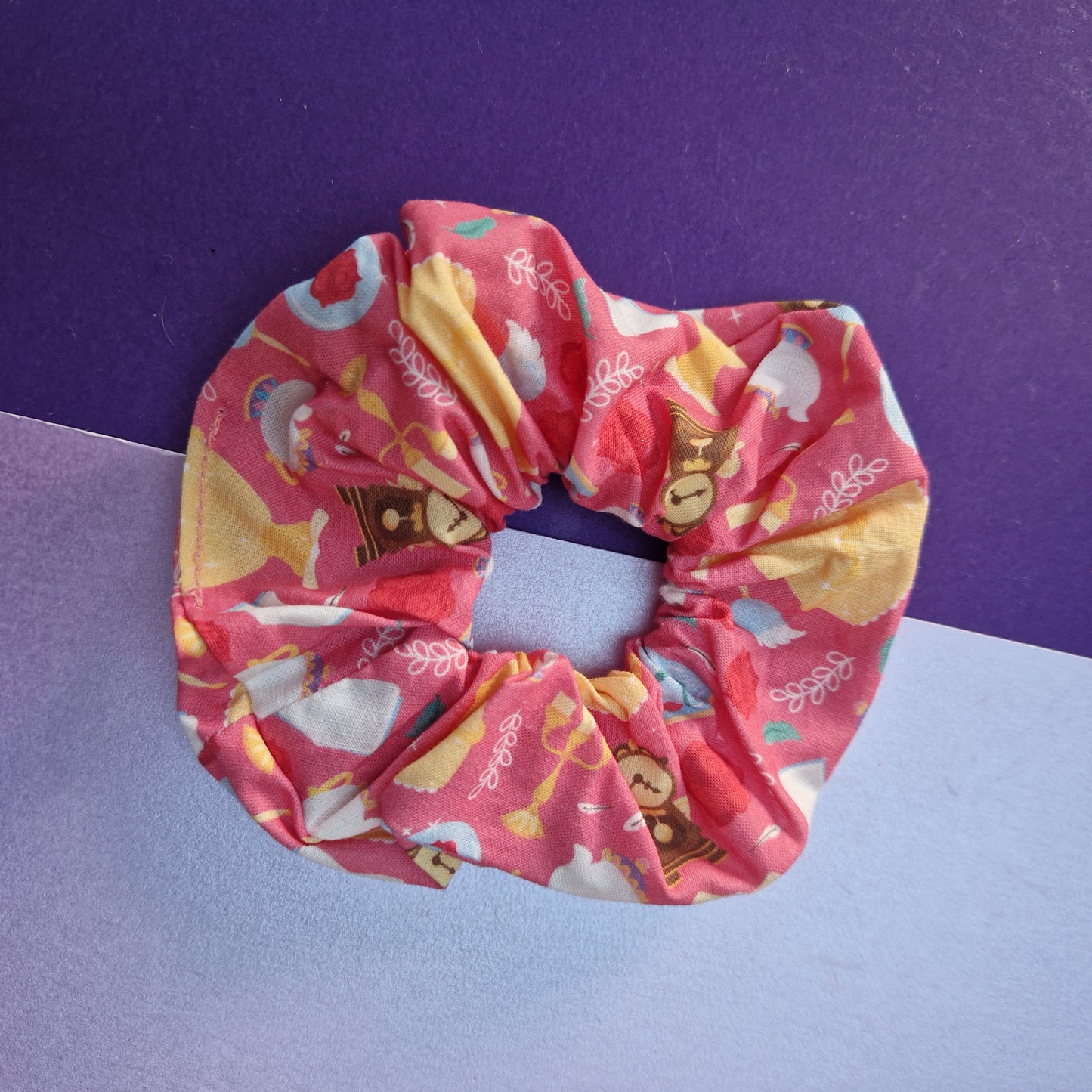 Pink bookworm cotton hair scrunchie