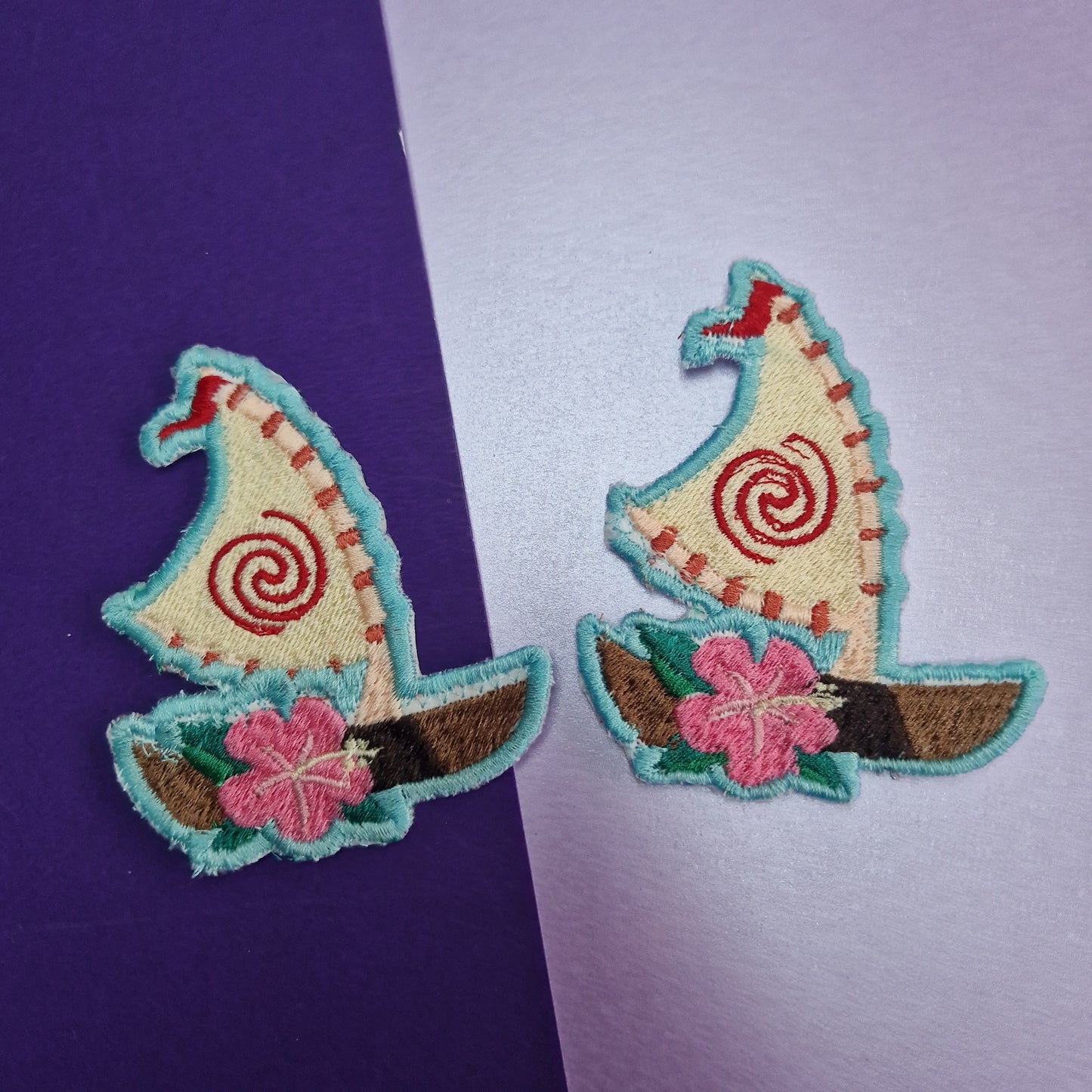 Practically perfect boat iron-on embroidered patch