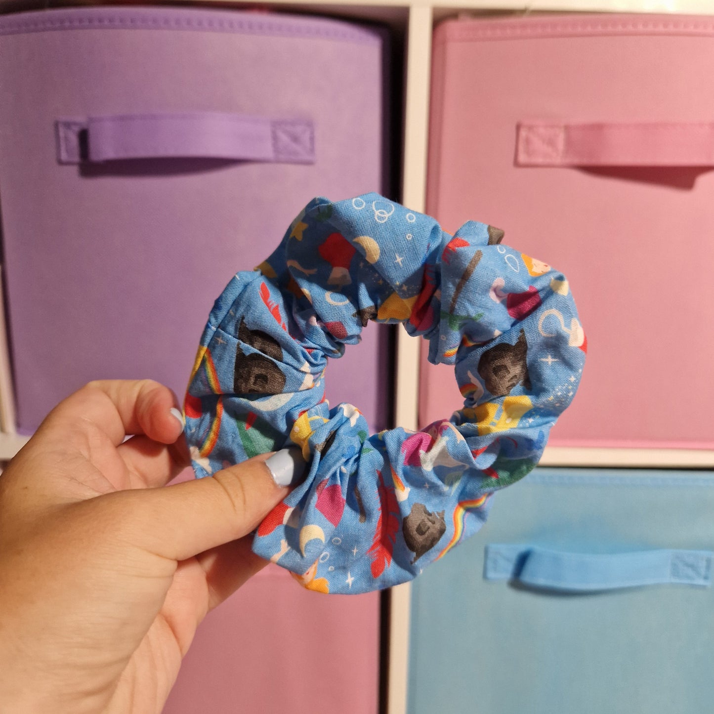 Pirate, mermaid and fairy themed cotton hair scrunchie