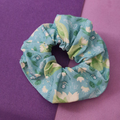 Teal Down the Bayou themed cotton hair scrunchie