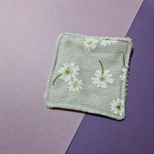 Lilac daisy reusable Terry towelling wipe