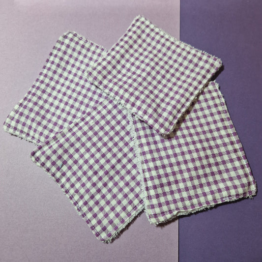 Lilac checkered reusable Terry towelling wipe