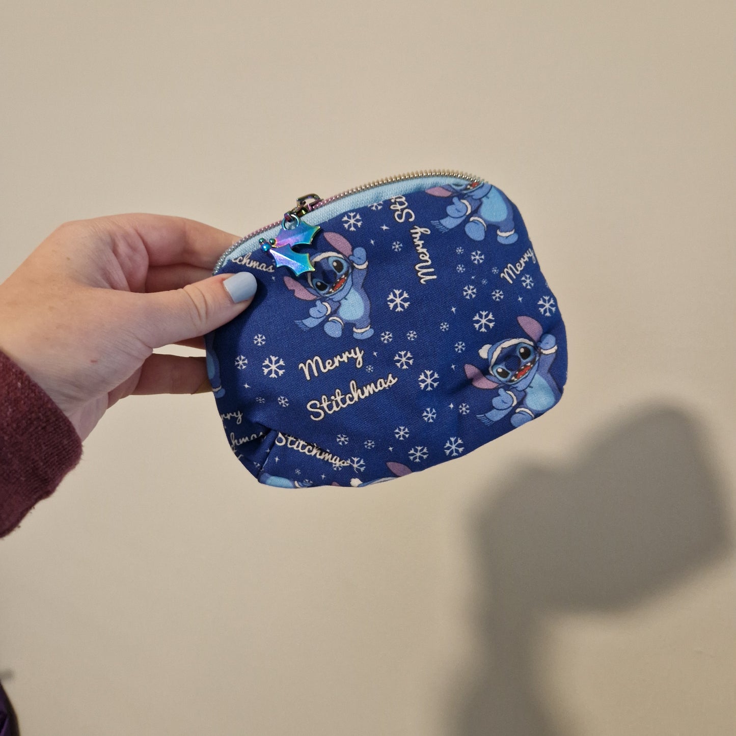 Christmas alien mini triangle shaped pouch cosmetic bag with zipper pull