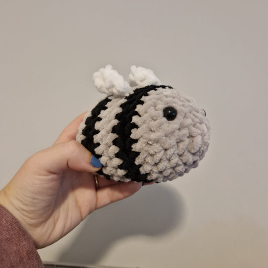 Grey chenille crochet bumble bee