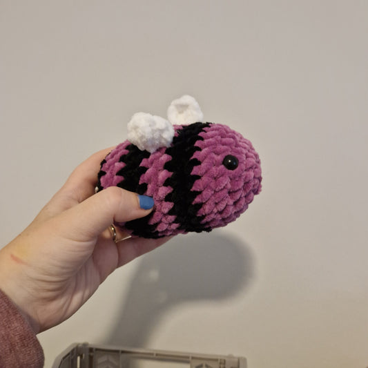 Pink purple chenille crochet bumble bee
