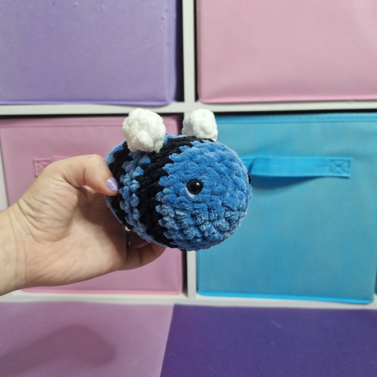 Blue chenille crochet bumble bee