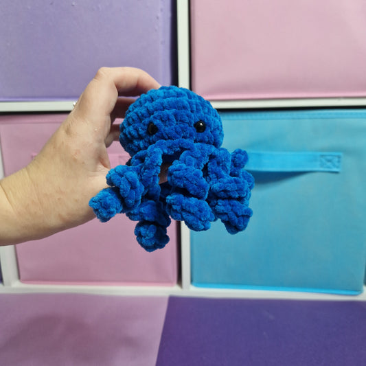 Blue chenille crochet octopus