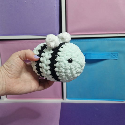 Mint green chenille crochet bumble bee