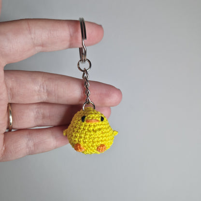 Yellow Chick lace yarn micro crochet keyring