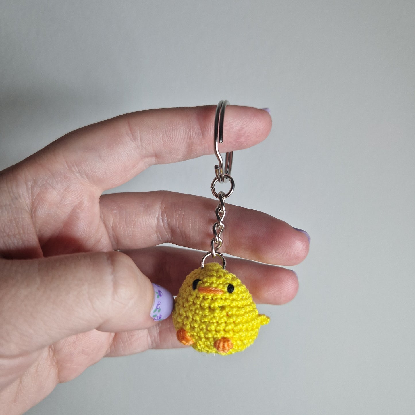 Yellow Chick lace yarn micro crochet keyring