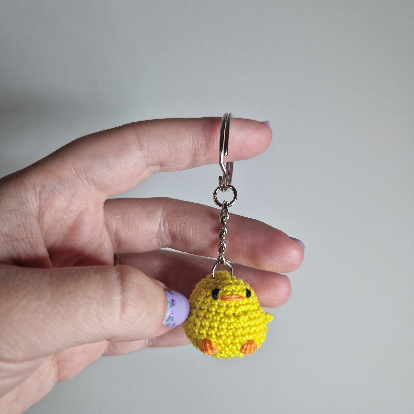 Yellow Chick lace yarn micro crochet keyring