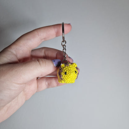 Yellow Lion lace yarn micro crochet keyring