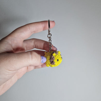 Yellow Lion lace yarn micro crochet keyring