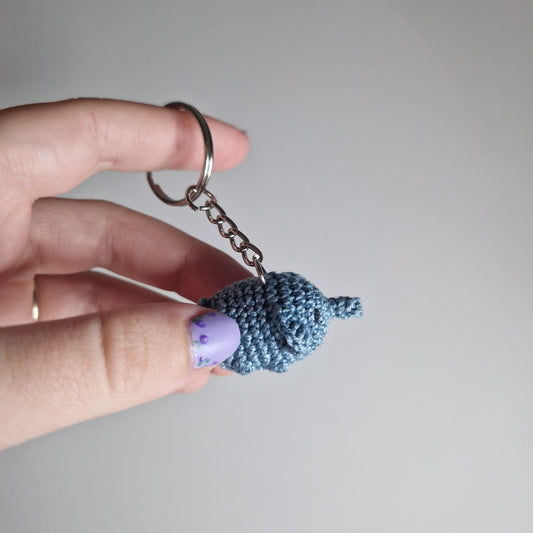Dusty blue Elephant lace yarn micro crochet keyring