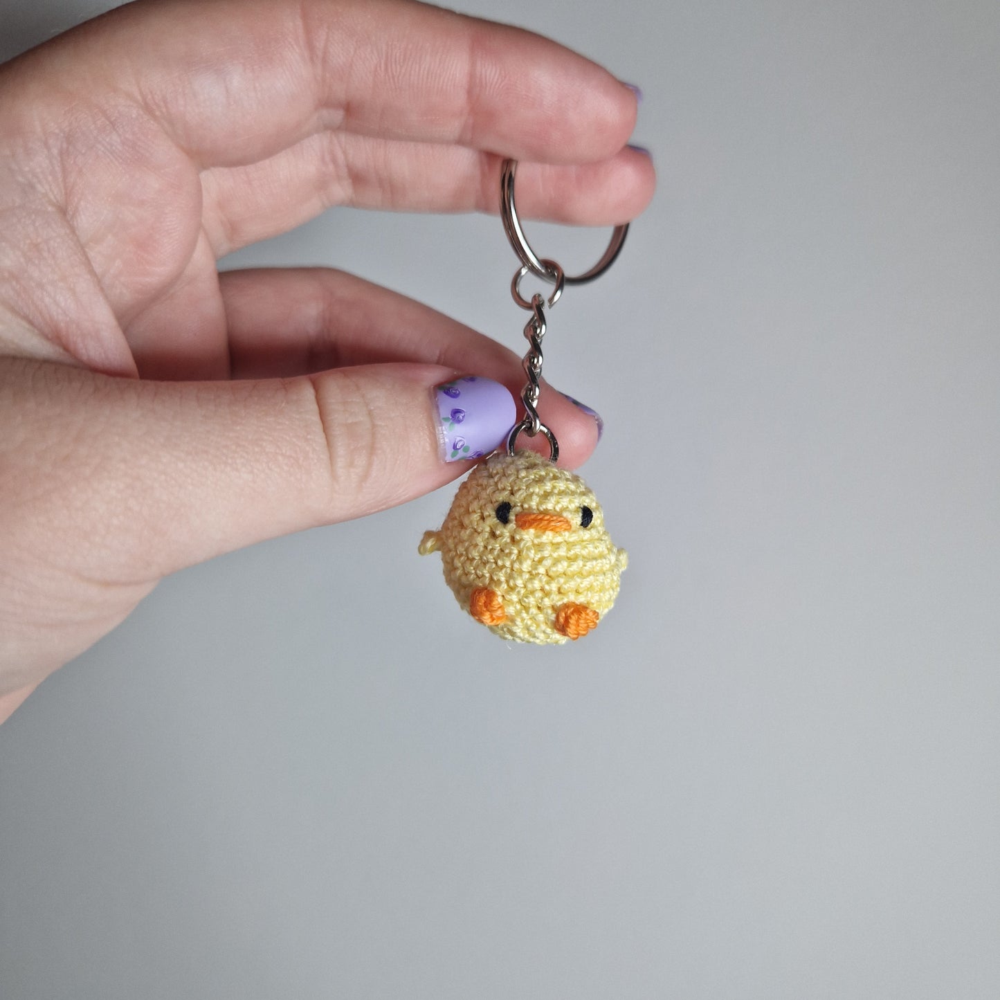 Light yellow Chick lace yarn micro crochet keyring